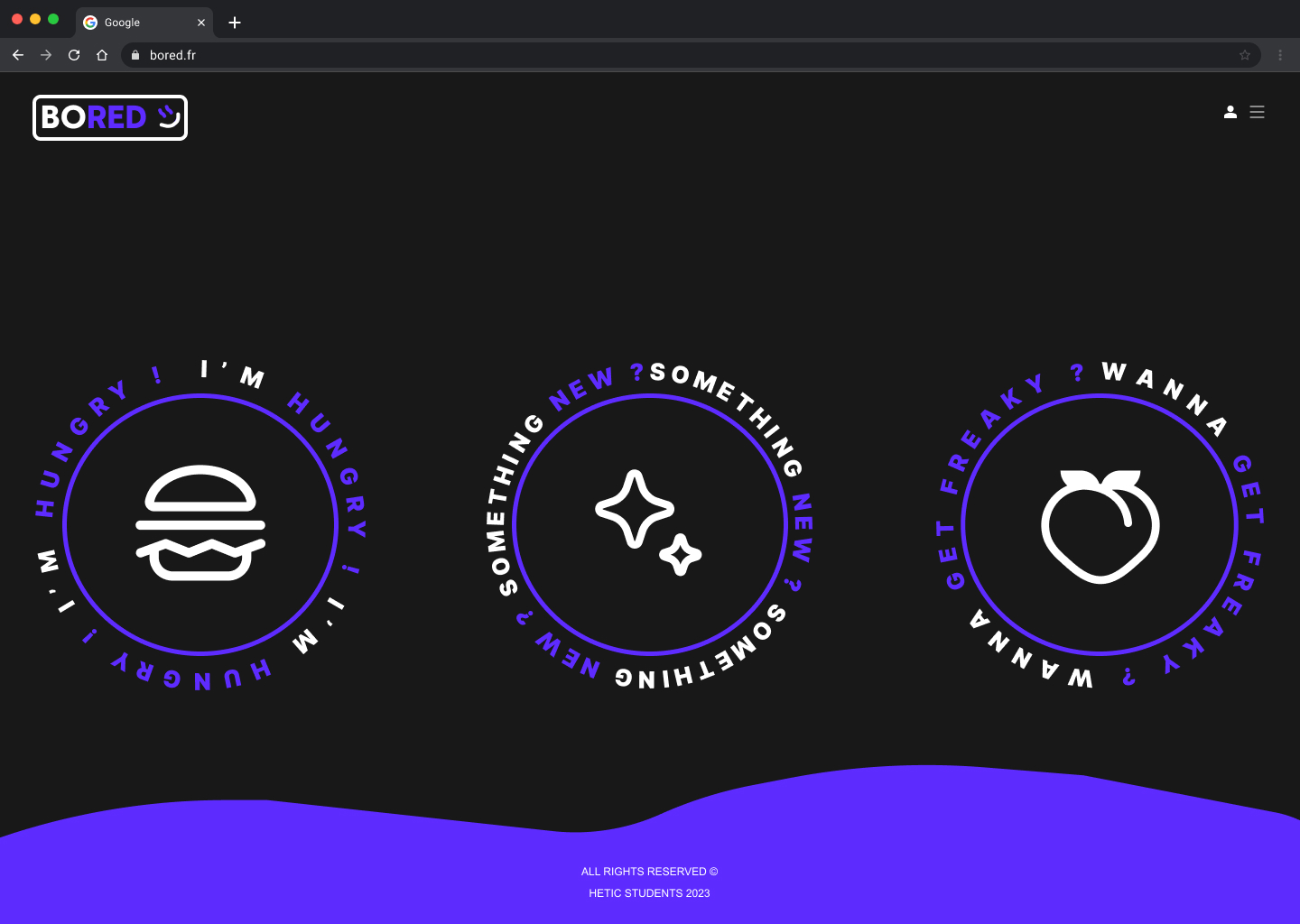 Bored App — choix d'humeur